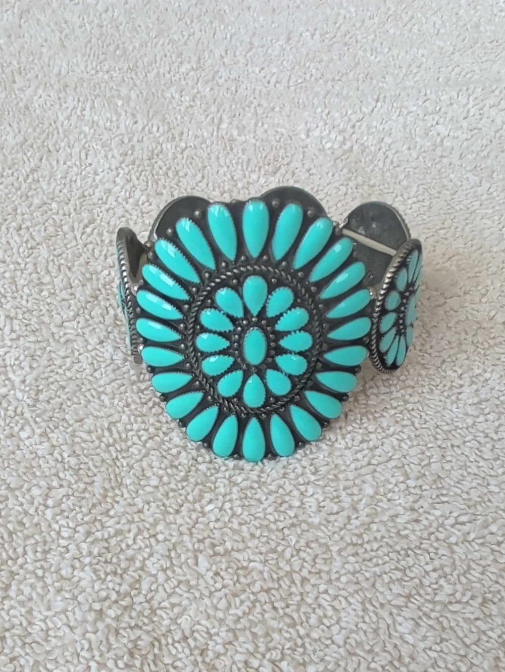Turquoise Cluster Statement Cuff Bracelet - Women Jewelry